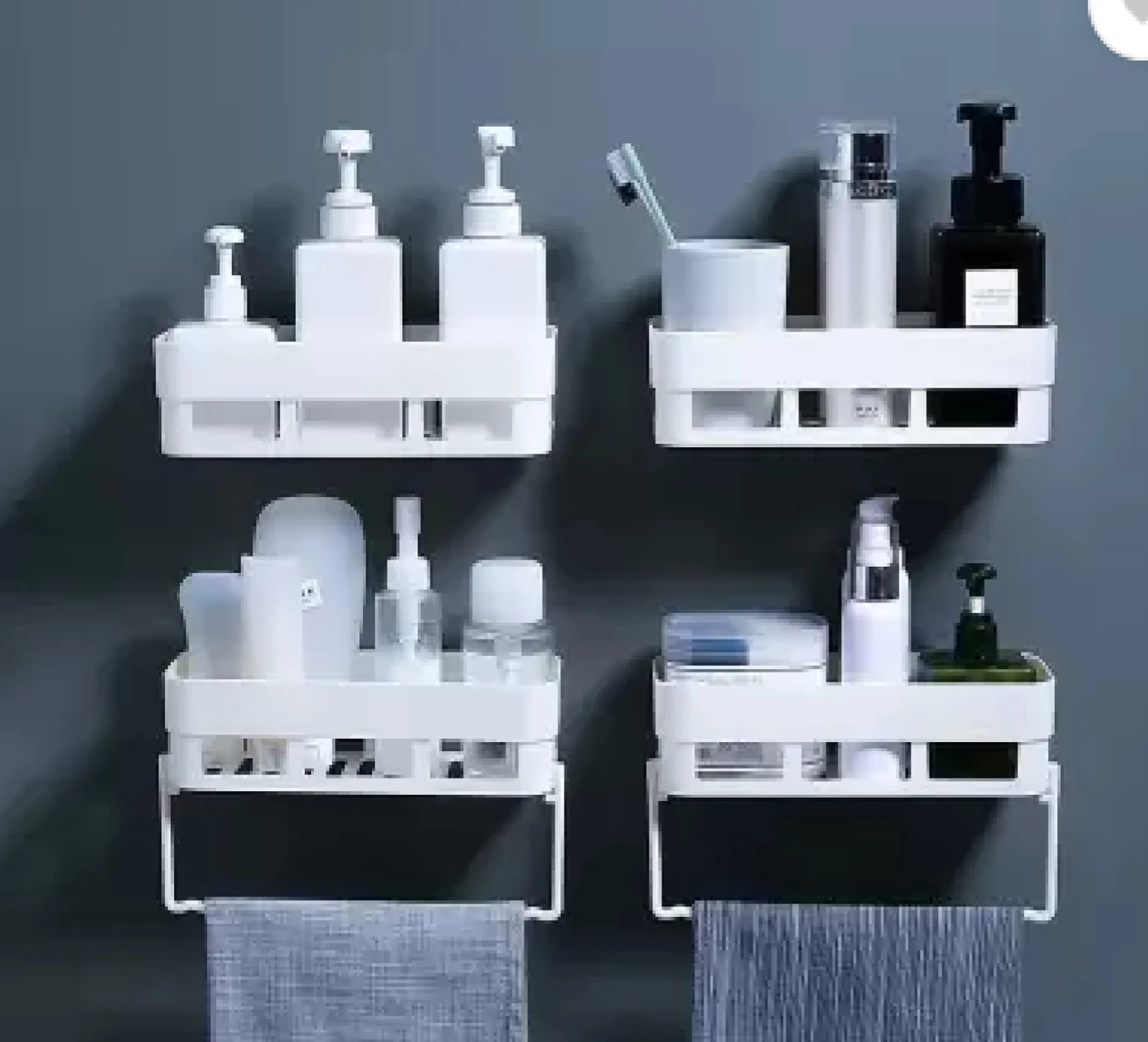 Dacor For Kitchen & Bathroom Racks With Towel Hangers Plastic Wall Shelf 6 Pcs Plastic Wall Shelf - Image 3