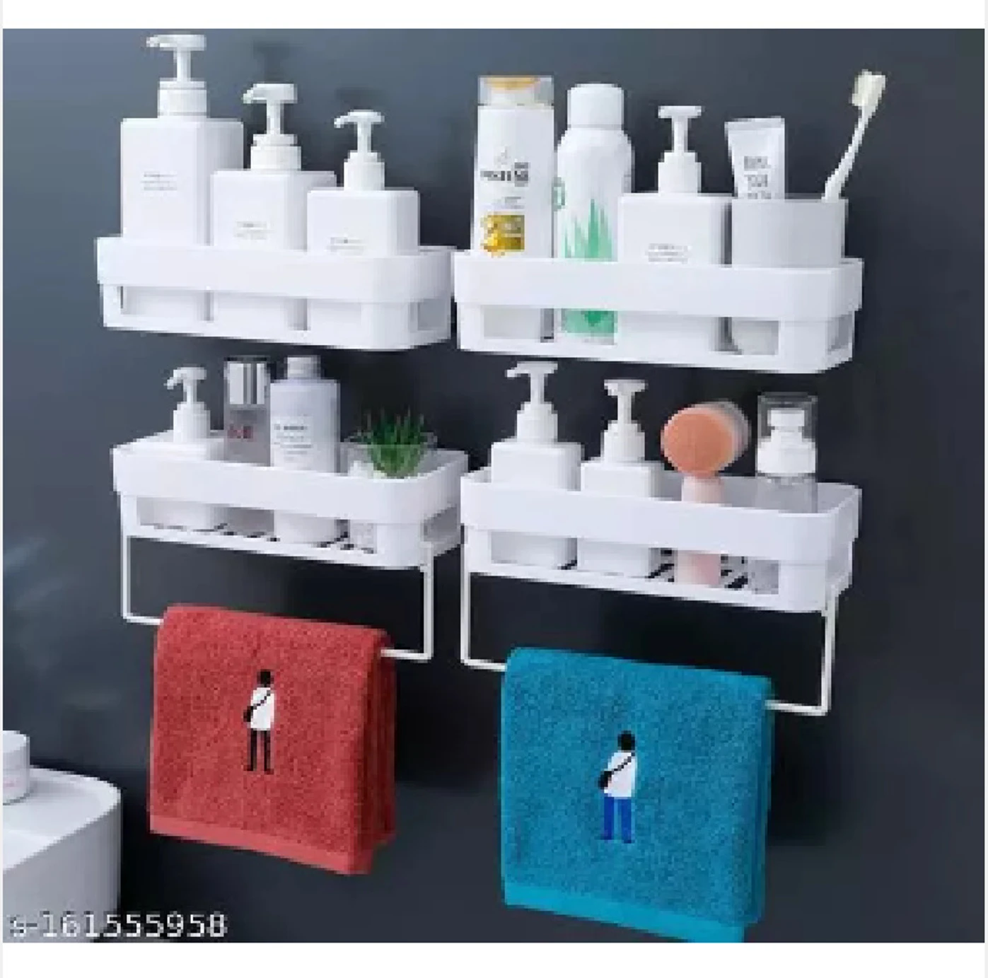 Dacor For Kitchen & Bathroom Racks With Towel Hangers Plastic Wall Shelf 6 Pcs Plastic Wall Shelf