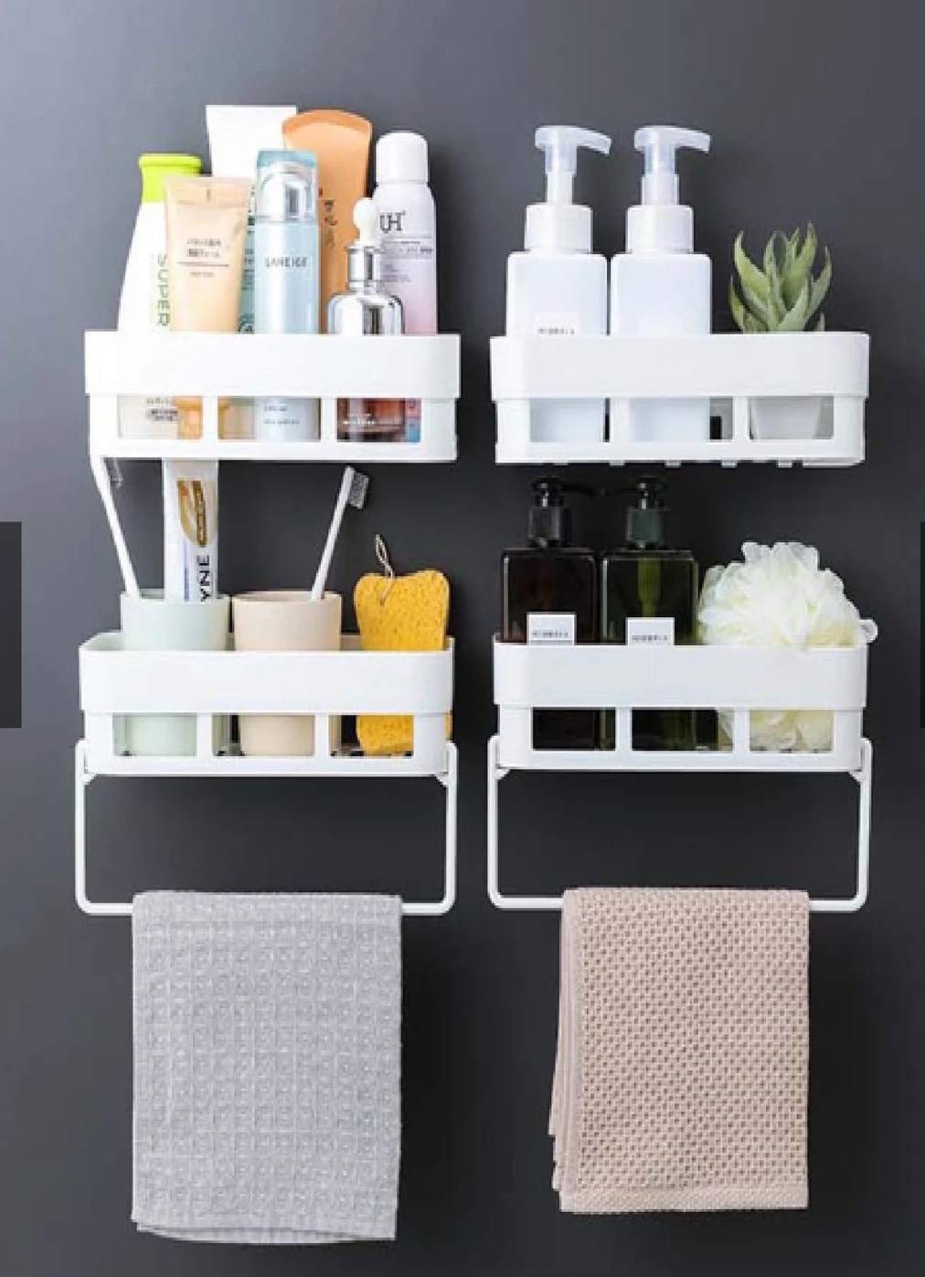 Dacor For Kitchen & Bathroom Racks With Towel Hangers Plastic Wall Shelf 6 Pcs Plastic Wall Shelf - Image 4